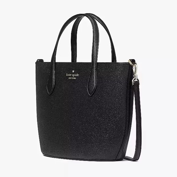 NWT Kate Spade NWT $329 Glitter Glimmer Satchel Black KE460 Handbag Purs… - Picture 2 of 9